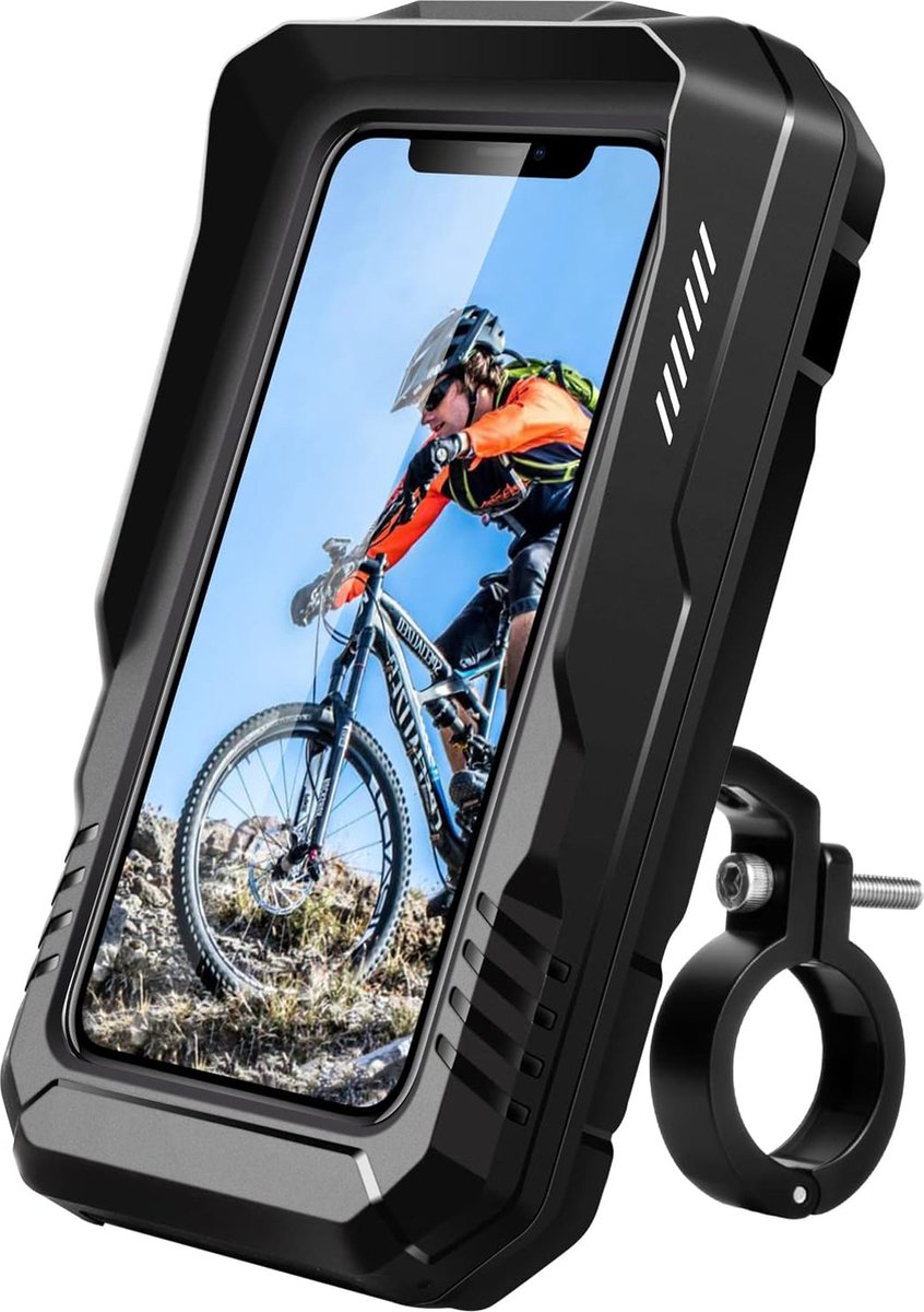 Fietstelefoonhouder, waterdicht, universele telefoonhouder voor motorfiets, scooter, 360 graden rotatie, telefoonhouder voor op de fiets met touchscreen en zonneklep, telefoonhouder voor 4,7 -
