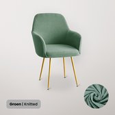 BankhoesDiscounter Knitted Stoelhoes met Armleuning – Groen – Eetkamer Stoelhoezen – Stoelhoezen Eetkamerstoelen – Stoelhoezen Stretch