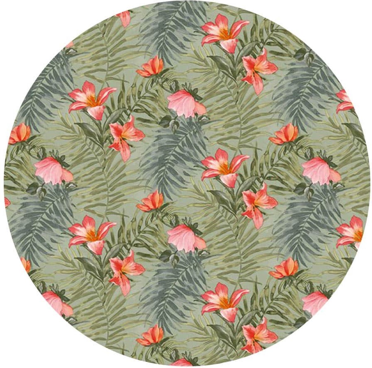 Raved Rond Tafelzeil - 140 cm ø - Bloesem Rood - PVC - Afwasbaar