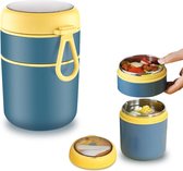 Thermocontainer met handvat, thermocontainer voor eten, 710 ml, dubbellaagse warmtecontainer voor gerechten, roestvrij staal, met opvouwbare lepel, thermische lunchbox, ideaal voor het