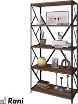 Industriële Boekenkast 150x60x30 cm - 5 planken - Hout - Meubels - Design Kasten - Bruin - Metaal - Keuken