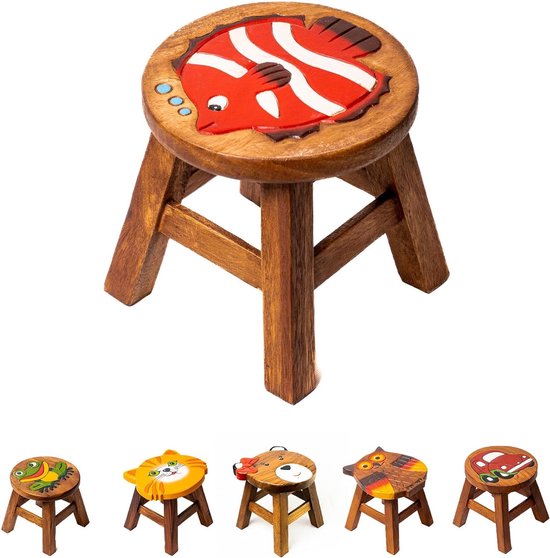opstapkruk voor kinderen van hout - handgemaakt in premium kwaliteit - houten trap van massief hout - grote keuze aan ontwerpen als stoel, voetenbank & kruk - melkkruk - plantenkruk