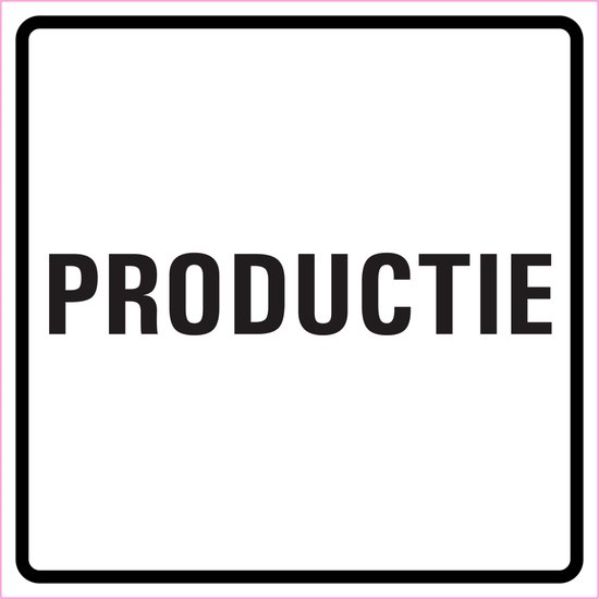 Productie sticker, wit zwart 300 x 300 mm