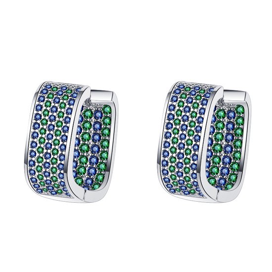Paragon Cat S925 pure silver fully encrusted with green cubic zirconia geometric ear studs