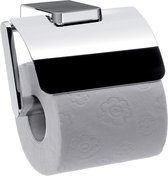 Trend-papierhouder met deksel en beugel, elegante wandtoiletrolhouder van metaal, hoogwaardige toiletrolhouder, chroomkleurig