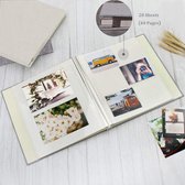 Zelfklevend Fotoalbum Plakboek, Linnen Hardcover Reisschrootboeken 20 Vellen / 40 Pagina's, Doe-het-zelf Jubileumgeheugenboek voor Baby-bruiloftsfamilie, Grijs (28x27cm)
