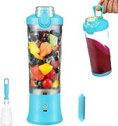 Draagbare Mixer Smoothie Maker - 600ml Blender Fles voor Smoothies en Shakes - USB-C Oplaadbaar met 6 Messen - Verse Sappen Mixer Fles voor Onderweg, Keuken, Kantoor - groente
