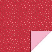 2 rollen cadeaupapier 70cm breed - Small Hearts Cherry Red Gold Foil - Blush Pink