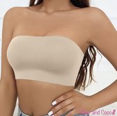 SilverAndCoco® - Strapless BH Top | Naadloze Invisible Onzichtbare Beha Bandeau Naadloos - Nude / Beige - Small