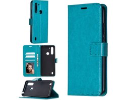 Bookcase Turquoise Geschikt voor Motorola Moto G8 Power Lite - portemonnee hoesje - ZT Accessoires