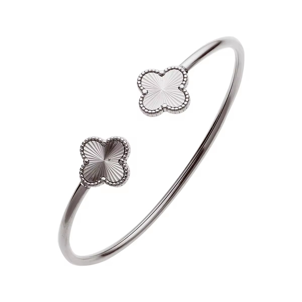 Clover Bangle - Armband Zilverkleurig | 17 cm | Stainless Steel | Fashion Favorite