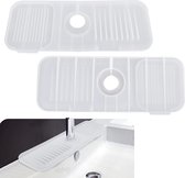 Siliconen kraanmat beige keukenspoelbak spatbescherming automatische afwatering voor gootsteen voor keuken en badkamer waterkraan (37cm transparant)