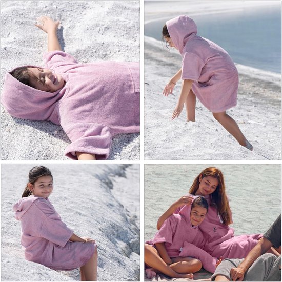 Badponcho voor meisjes en jongens, 100% katoen, strandponcho, handdoek met capuchon, omtrekhulp, surfponcho, badjas van By Lille Vilde — afbeelding 3