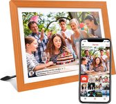 Digitale fotolijst met WiFi en Frameo App - 10.1 inch HD+ IPS Display - Fotokader met Touchscreen - 32GB - Bruin/Wit - Frameo digitale fotolijst - digitale fotokader - digitaal fotolijstje