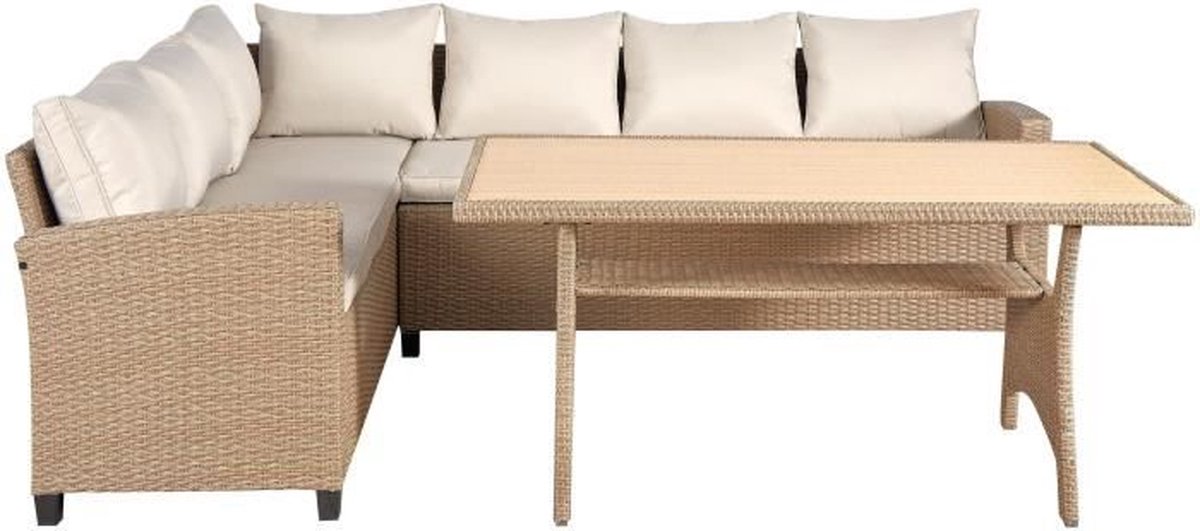 KAPAS tuinset voor 5 personen - Staal en geweven hars - Beige