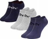 Puma - Unisex - Maat 43 - 46 cm - Korte Sokken voor Heren/Dames - Sport - Sneaker - ( 3 - pack ) Blauw,Zwart,Grijs