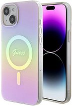 Guess Iridescent Back Case (MagSafe Compatible) - Geschikt voor Apple iPhone 15 Plus (6.7") - Roze