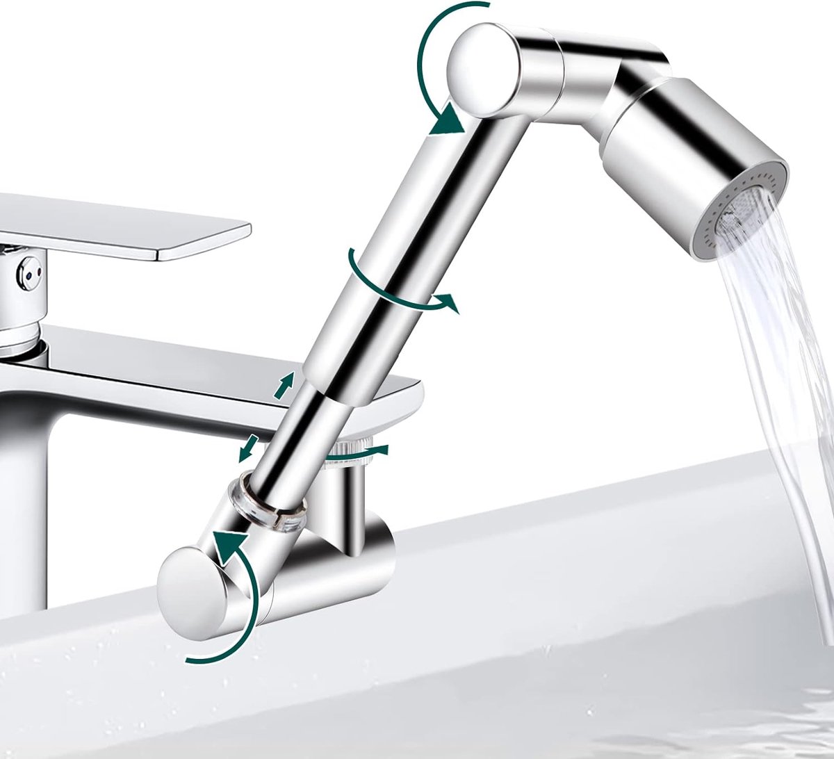 1440° draaibare multifunctionele verlengkraan, 2 sproeimodi, universele zwenkkraanverlenging, draaibare kraanopzetstuk, Faucet Extender met adapter voor badkamer en keuken