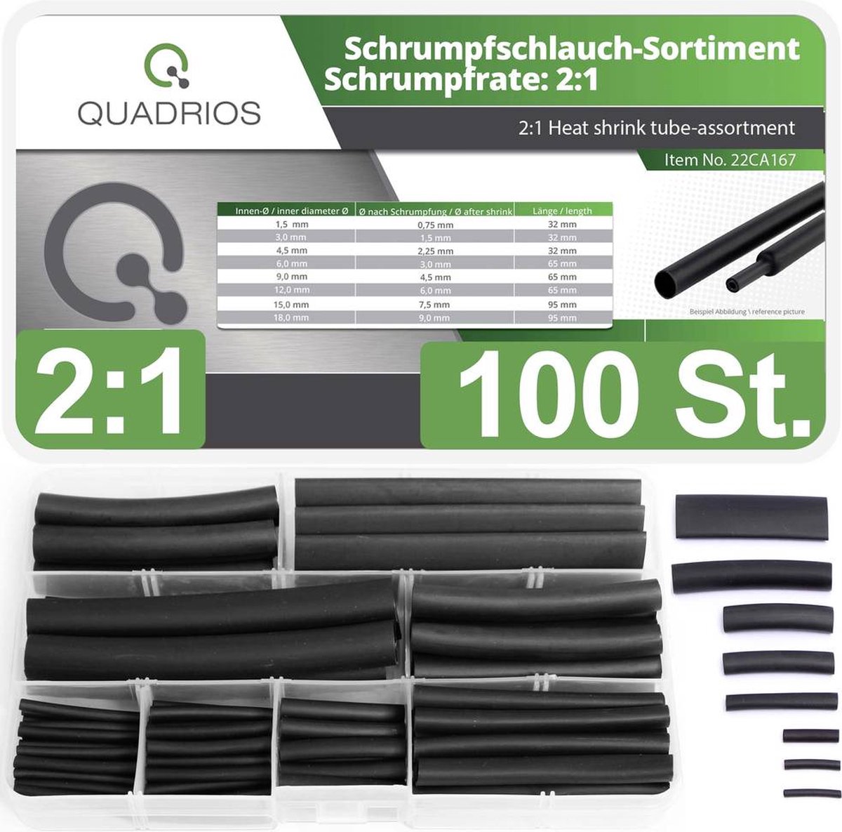 Quadrios 22CA167 Krimpkous assortiment Zwart Krimpverhouding:2:1 1 set(s)