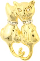 Behave Broche poezen katten goud kleur 4,5 cm
