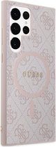 Guess GUHMS24LG4GFRP Hulle fur S24 Ultra S928 Rosa hardcase 4G Collection Leather Metal Logo