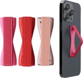 kwmobile vingerhouder voor smartphone - Vingergreep voor telefoon - Zelfklevende finger holder - Set van 3 - In metallic roségoud / metallic roze / metallic donkerrood