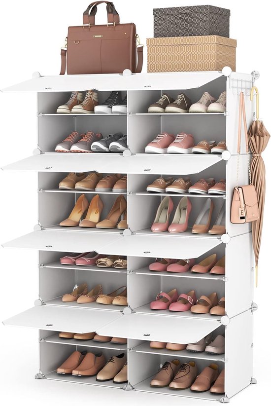 Armoire à chaussures – Organiseur à chaussures avec 8 niveaux – Capacité pour 32 paires – Armoire à chaussures multifonctionnelle, portable et facile à assembler – Perfect pour l'entrée, la chambre et le couloir – Design Wit élégant