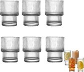 Igoods Drinkglazen - Geribbelde Glazen Bekers - Waterglas Set - Set van 6 - 190ml