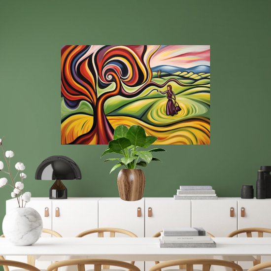 Décoration murale arbre abstrait - Tableaux arbres - Peinture sur toile Nature - Décoration murale chambre enfant - Peinture sur toile - Oeuvre 60x40 cm