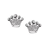 Zilveren Princess Oorsttekers - Oorknopjes met steentjes Zirkonia - Prinses Kroon Oorstekers Met Zirkonia - Amona Jewelry