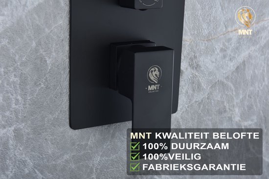 MNT collection douchesysteem zwart - Doucheset met led verlichting - Zwarte regendouche - Verstelbare handdouche - MNT collection