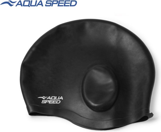 Aqua Speed Siliconen Badmuts Comfort - Zwemmuts met speciale uitsparing voor de oren One Size - Zwart
