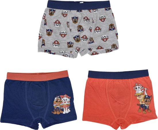 Paw Patrol Boxershort - Set van 3 - Blauw / Koraal / Grijs - Maat 110/116