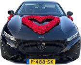 ISABEL  Luxe Trouwauto Versiering –  Autodecoratie - Bruiloft Decoratie - Rode Bloemstuk in de Vorm van het Hart - Bloemen voor op de Motorkap - Hartvormige Grote Bloemstuk - Bruidsauto Versiering AUTODECO.NL