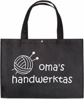 Oma's Handwerktas - Zwarte Vilten Tas A3 - Cadeautje Voor Oma - Shopper Van Vilt - Zwarte Vilten Tas Met Hengsels A3 Formaat