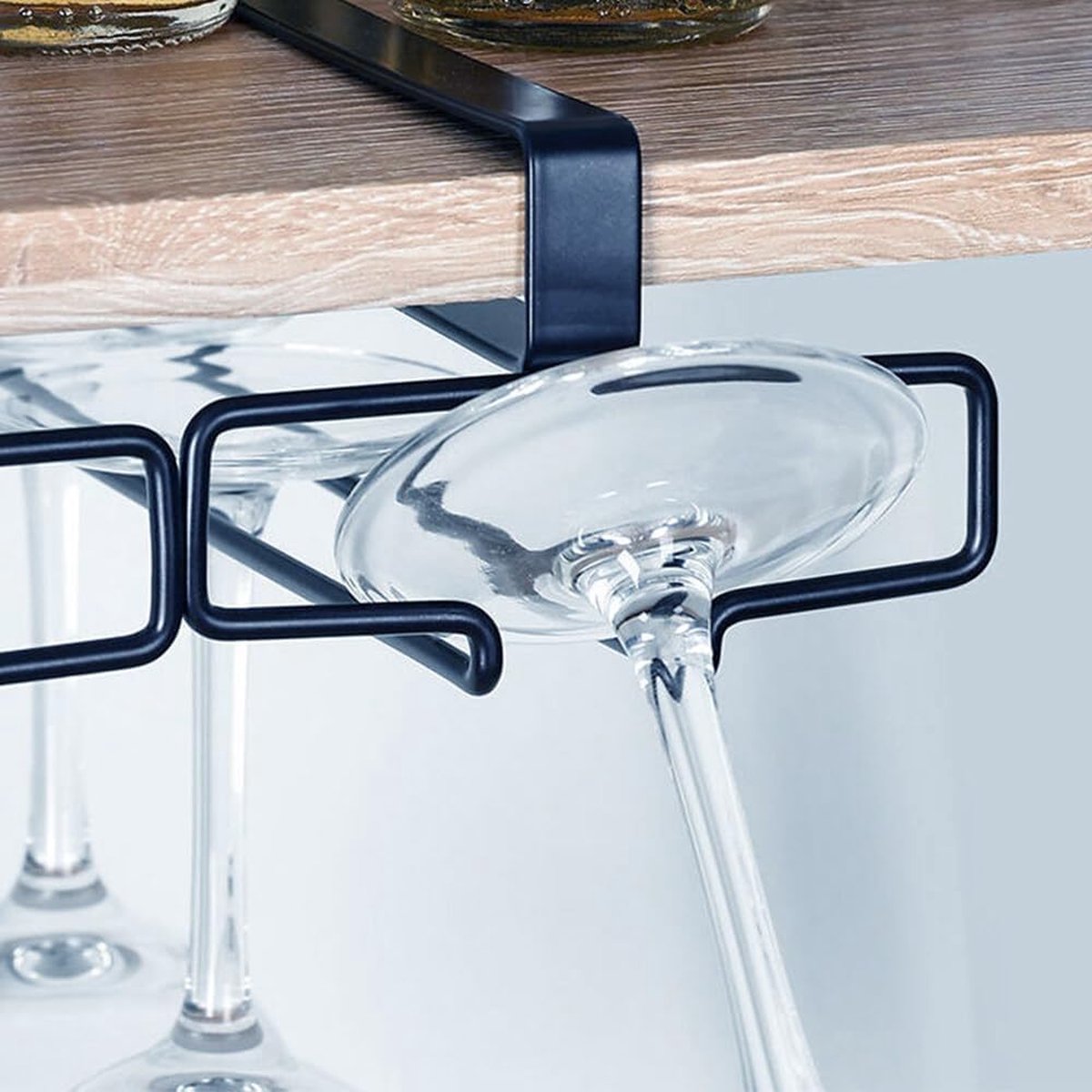 QWORK Wijnglashouder 2-Pack - Zwart Metaal - Geen Boren