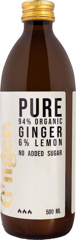 G'NGER PURE GEMBERSAP BIO - 500ML - Gembershot - Gember thee