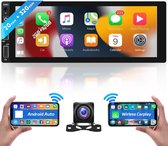 1-DIN Autoradio met Draadloze Carplay, Android Auto, Bluetooth, Touchscreen 6.86 inch, GPS Navigatie, Wi-Fi, FM RDS Radio, USB AUX Ingang, EQ, Stuurwielbediening, Camera Ondersteuning