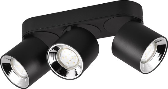 LED Plafondlamp - Plafondverlichting - Torna Pinati - GU10 Fitting - 3-lichts - Rond - Mat Zwart - Metaal