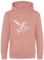 Be Friends Hoodie - Be free bird - Kinderen - Roos - Maat 1-2 jaar