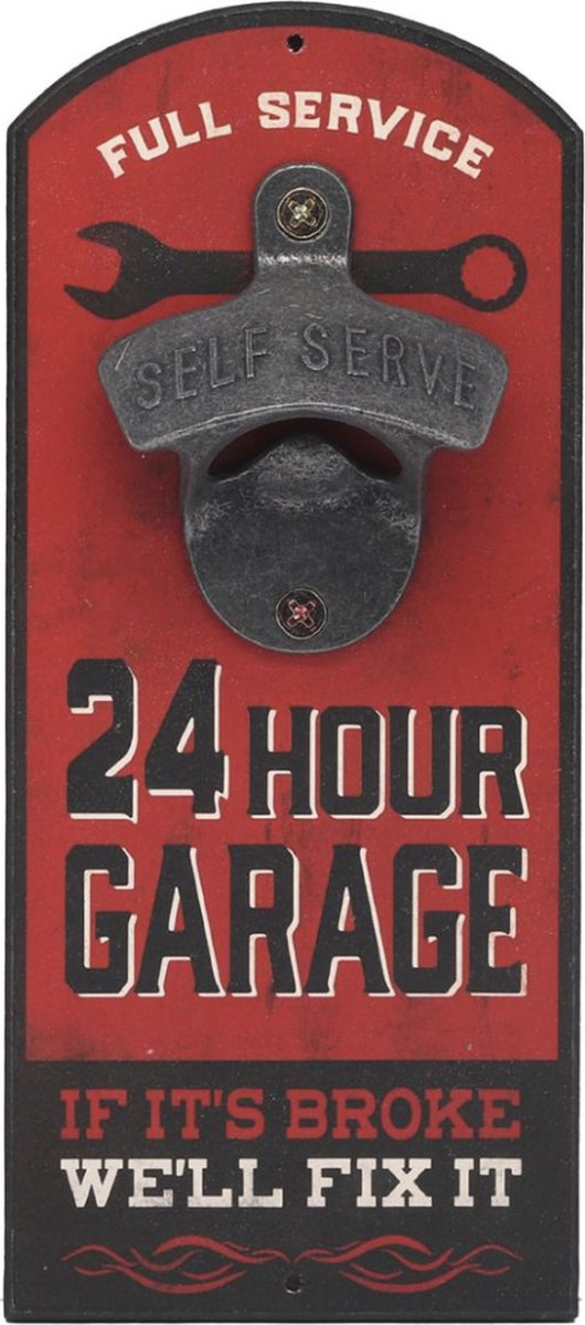 Garage 24 Hour Flessenopener Voor Aan De Muur