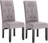 Rootz Set van 2 gestoffeerde eetkamerstoelen - stoelen met hoge rugleuning - stijlvolle zitting - duurzame linnen hoes, comfortabele ondersteuning, veelzijdige elegantie - massief hout - 107 cm x 47 cm x 42 cm