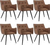 Rootz Eetkamerstoelen Set van 6 - Elegante stoelen - Stijlvolle zitting - Schuim met hoge dichtheid voor comfort - Stevig metalen frame - Ergonomisch ontwerp - 57 cm x 80 cm x 57 cm