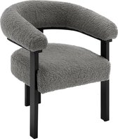 Rootz Luxe Fleece Lounge Chair - Woonkamerfauteuil - Comfortabele zitting - Duurzaam rubberhouten frame - Ergonomisch ontwerp - Antislipvloerbeschermers - 65 cm x 76 cm x 60 cm