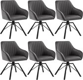 Rootz roterende eetkamerstoelen set van 6 - fluwelen fauteuils - draaistoelen - 360 graden rotatie, comfortabel en stevig - 58 cm x 83,5 cm x 53,5 cm