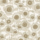 Bloemen behang Profhome 376851-GU vliesbehang licht gestructureerd met bloemen patroon mat beige wit 5,33 m2