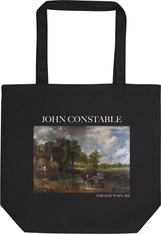 John Constable 'The Hay Wain' ("The Hay Wain") Beroemde Schilderij Tote Bag | 100% Katoenen Tas | Kunst Tote Bag | Zwart