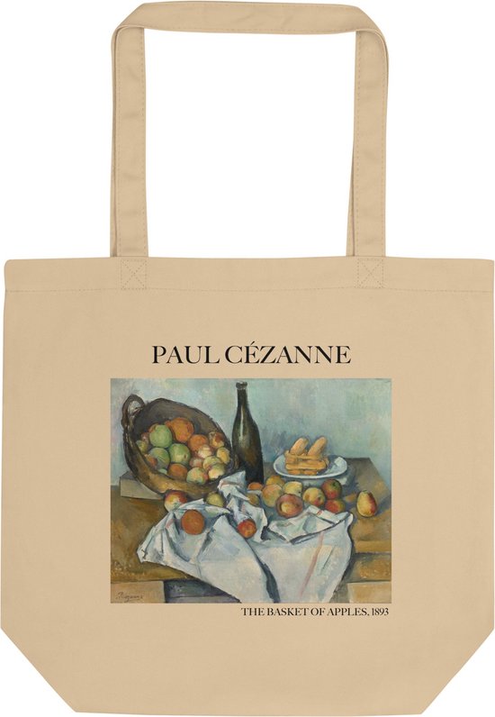 Paul Cézanne 'De mand met appels' ("The Basket of Apples") Beroemde Schilderij Tote Bag | 100% Katoenen Tas | Kunst Tote Bag | Naturel
