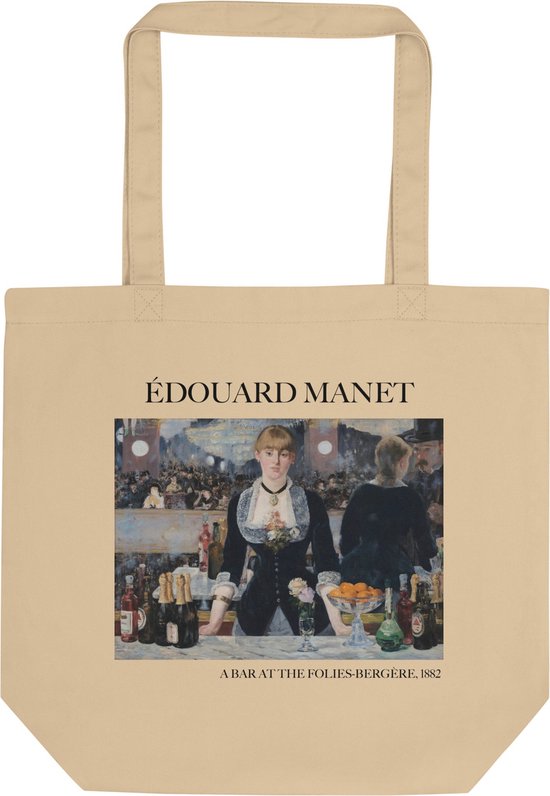 Édouard Manet 'Een bar in de Folies-Bergère' ("A Bar at the Folies-Bergère") Beroemde Schilderij Tote Bag | 100% Katoenen Tas | Kunst Tote Bag | Naturel