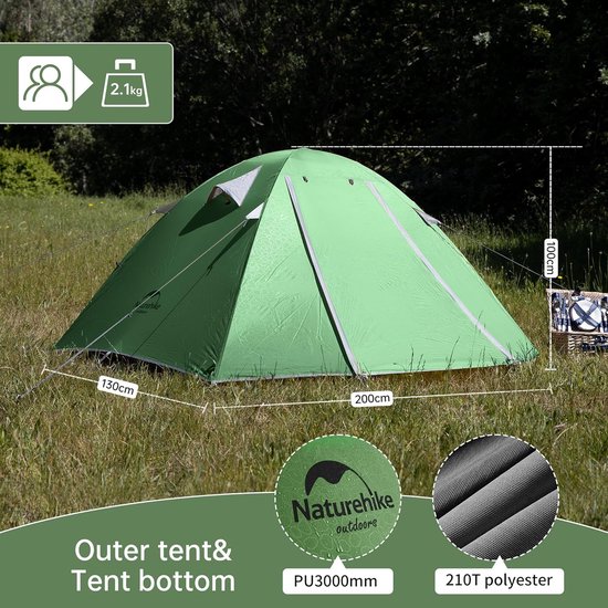 Tent van de professionele serie voor 2 personen, waterdicht, ultralicht, 3-4 seizoenen, 2, 1 stuks, met klein pakket, campingtent voor bergbeklimmen, fietstochten, trekking, outdoor — afbeelding 4